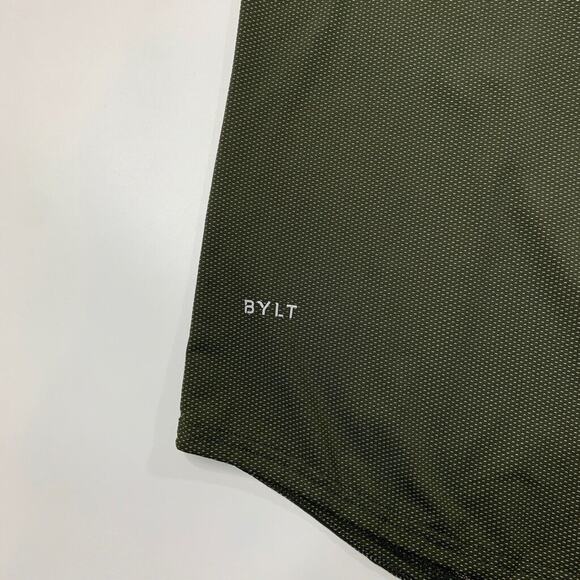 Bylt T Shirt Mens L Evergreen Silver Drop Cut Short Sleeve Micro Print Stretch - Picture 3 of 10
